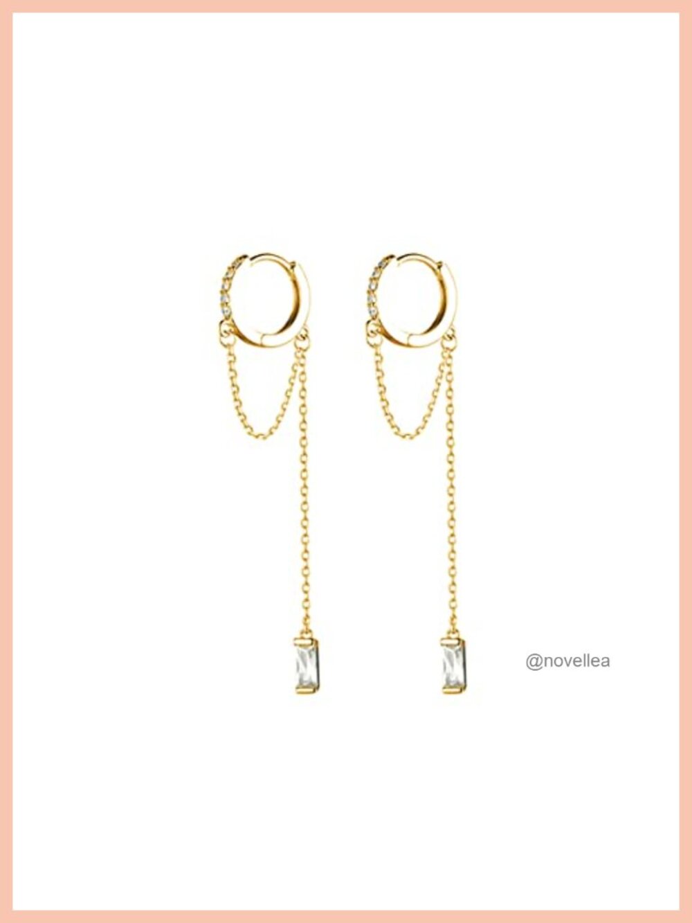 Sterling Silver CZ Hoop Dangle Earrings Tassel Chain Hypoallergenic Trendy